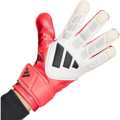 White-Red - Side - Adidas Childrens-Kids Predator Training Goalkeeper Gloves