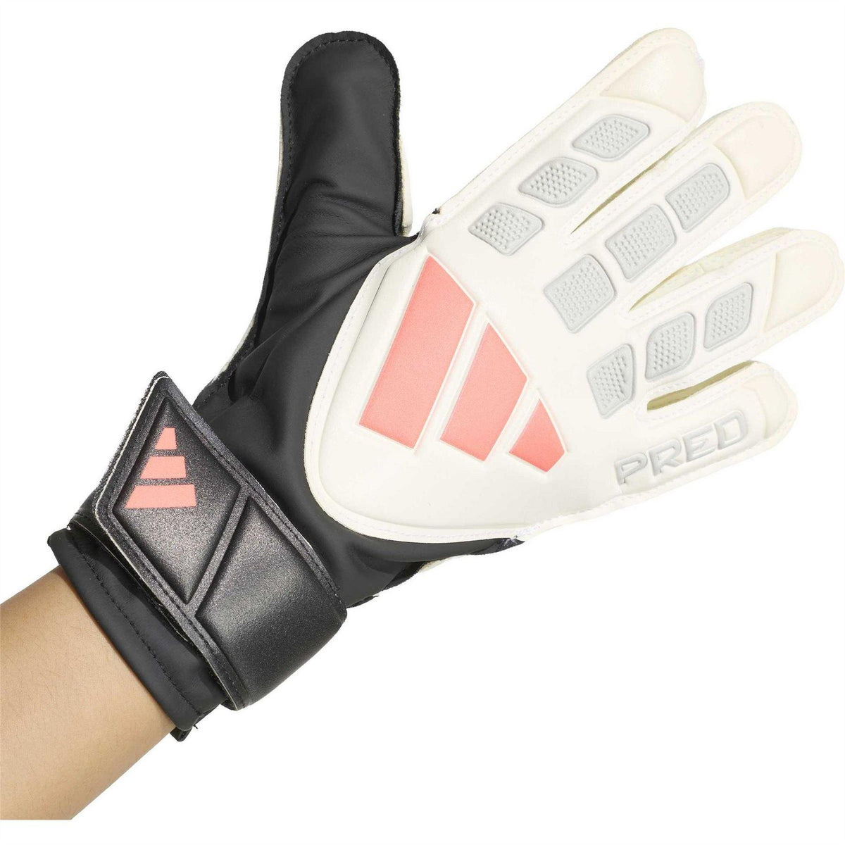 White-Black - Back - Adidas Childrens-Kids Predator Training Goalkeeper Gloves