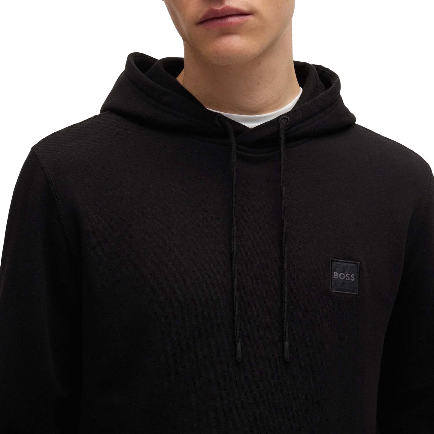 Black - Side - Hugo Boss Mens Wetalk Patch Logo Hoodie