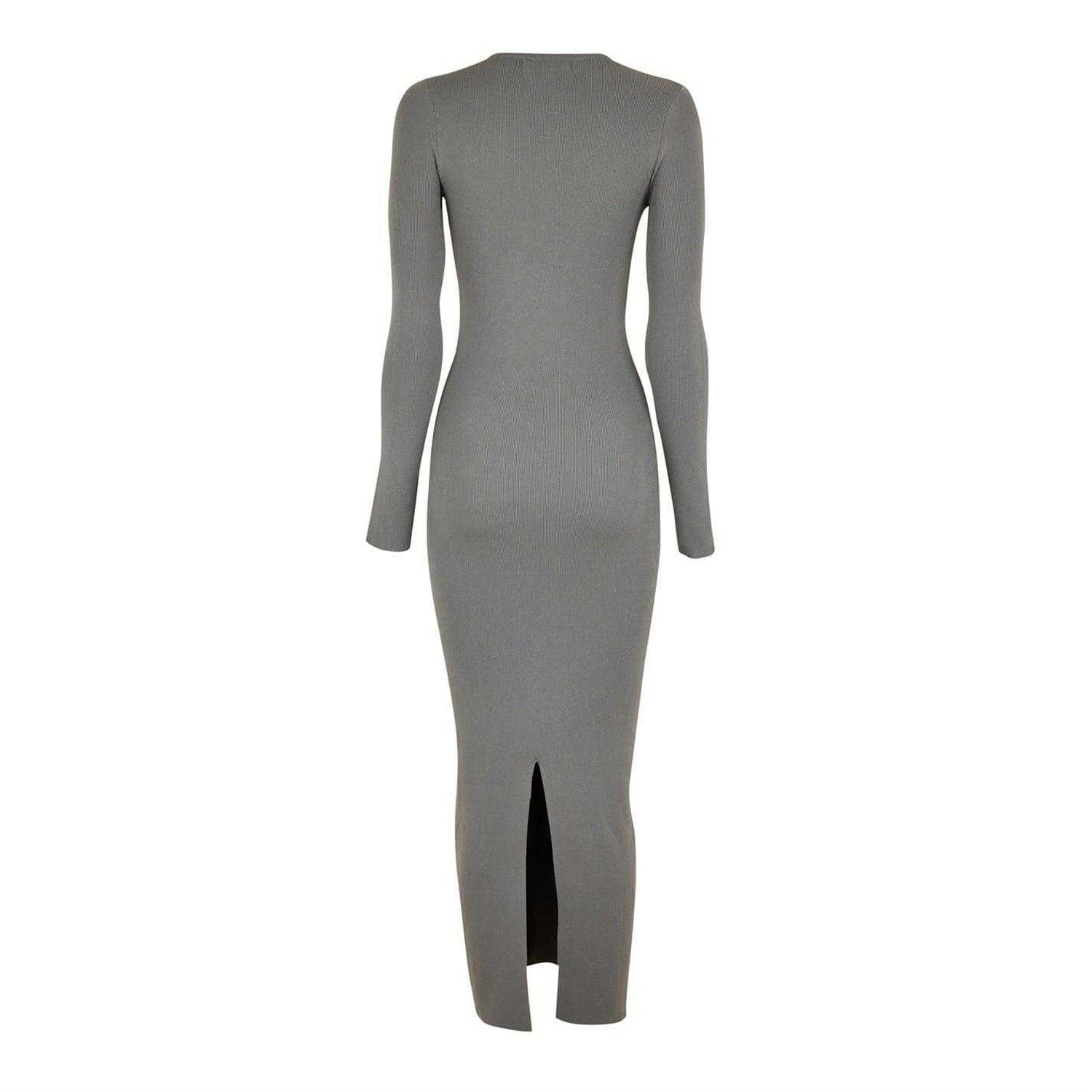 Khaki - Back - Jack Wills Womens-Ladies Slash Neck Long-Sleeved Bodycon Dress