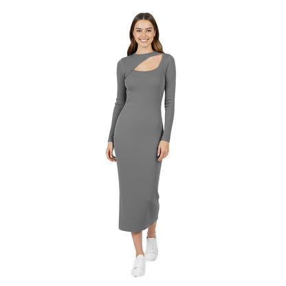Khaki - Pack Shot - Jack Wills Womens-Ladies Slash Neck Long-Sleeved Bodycon Dress