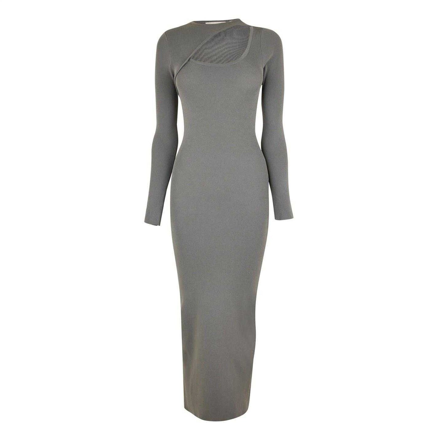 Khaki - Front - Jack Wills Womens-Ladies Slash Neck Long-Sleeved Bodycon Dress