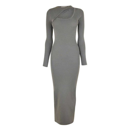 Khaki - Front - Jack Wills Womens-Ladies Slash Neck Long-Sleeved Bodycon Dress