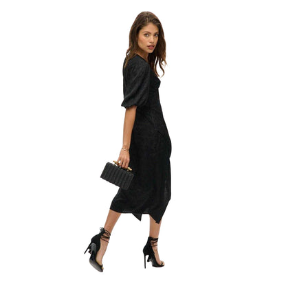 Black - Back - Superdry Womens-Ladies Floral V Neck Short-Sleeved Wrap Dress