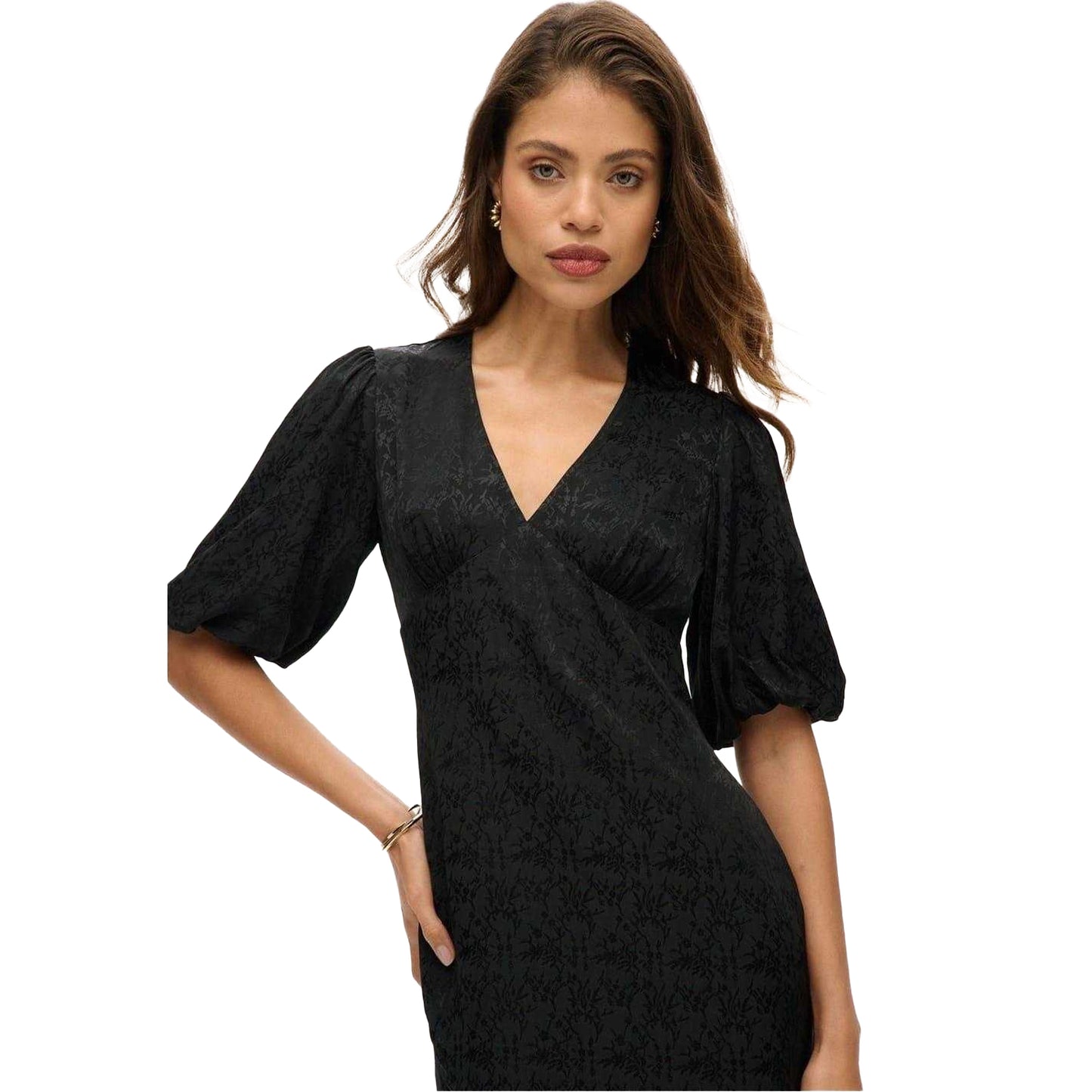 Black - Side - Superdry Womens-Ladies Floral V Neck Short-Sleeved Wrap Dress