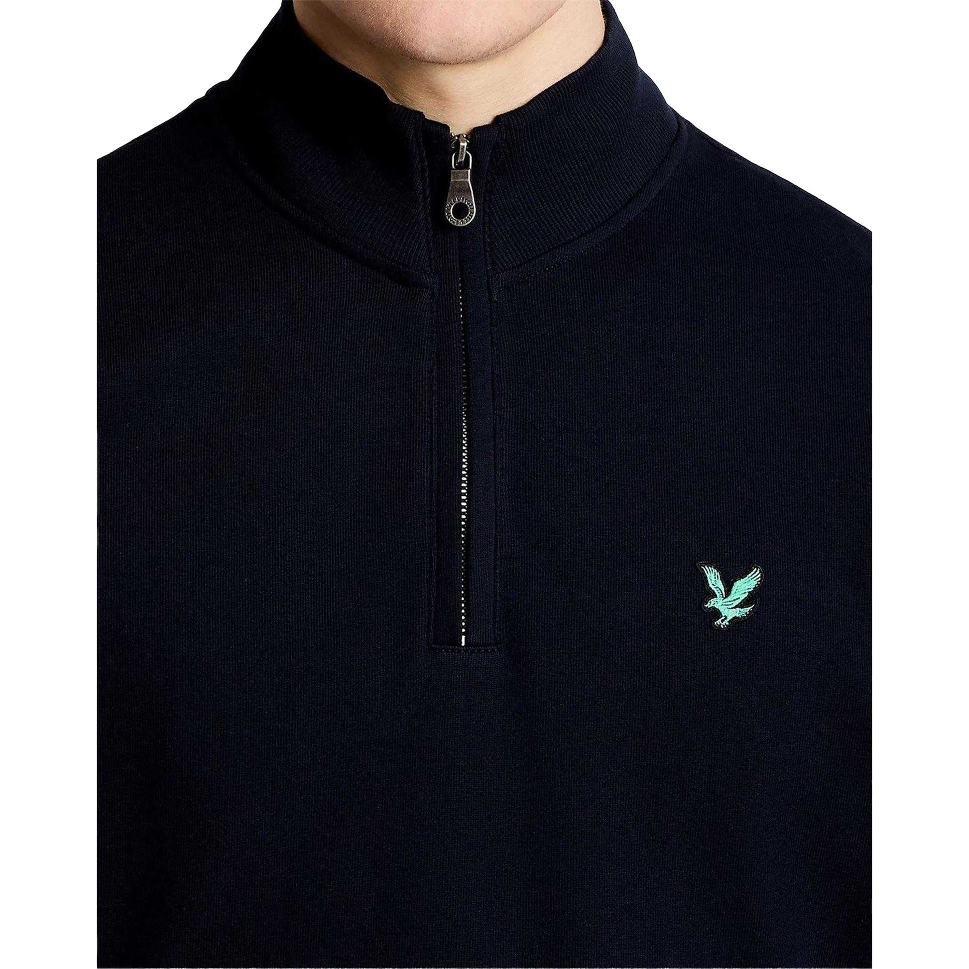 Dark Navy - Side - Lyle & Scott Mens Embroidered Logo Half Zip Golf Midlayer