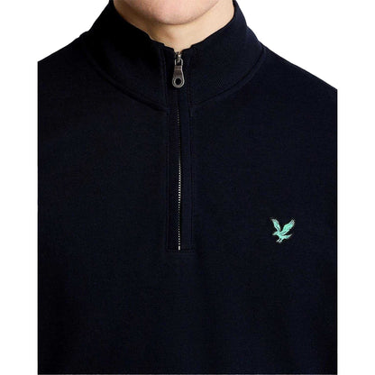Dark Navy - Side - Lyle & Scott Mens Embroidered Logo Half Zip Golf Midlayer