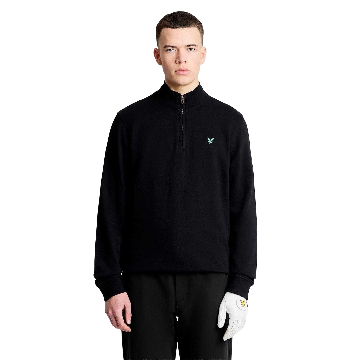 Jet Black - Front - Lyle & Scott Mens Embroidered Logo Half Zip Golf Midlayer