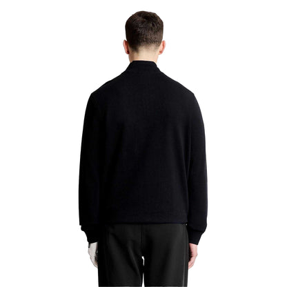 Jet Black - Back - Lyle & Scott Mens Embroidered Logo Half Zip Golf Midlayer