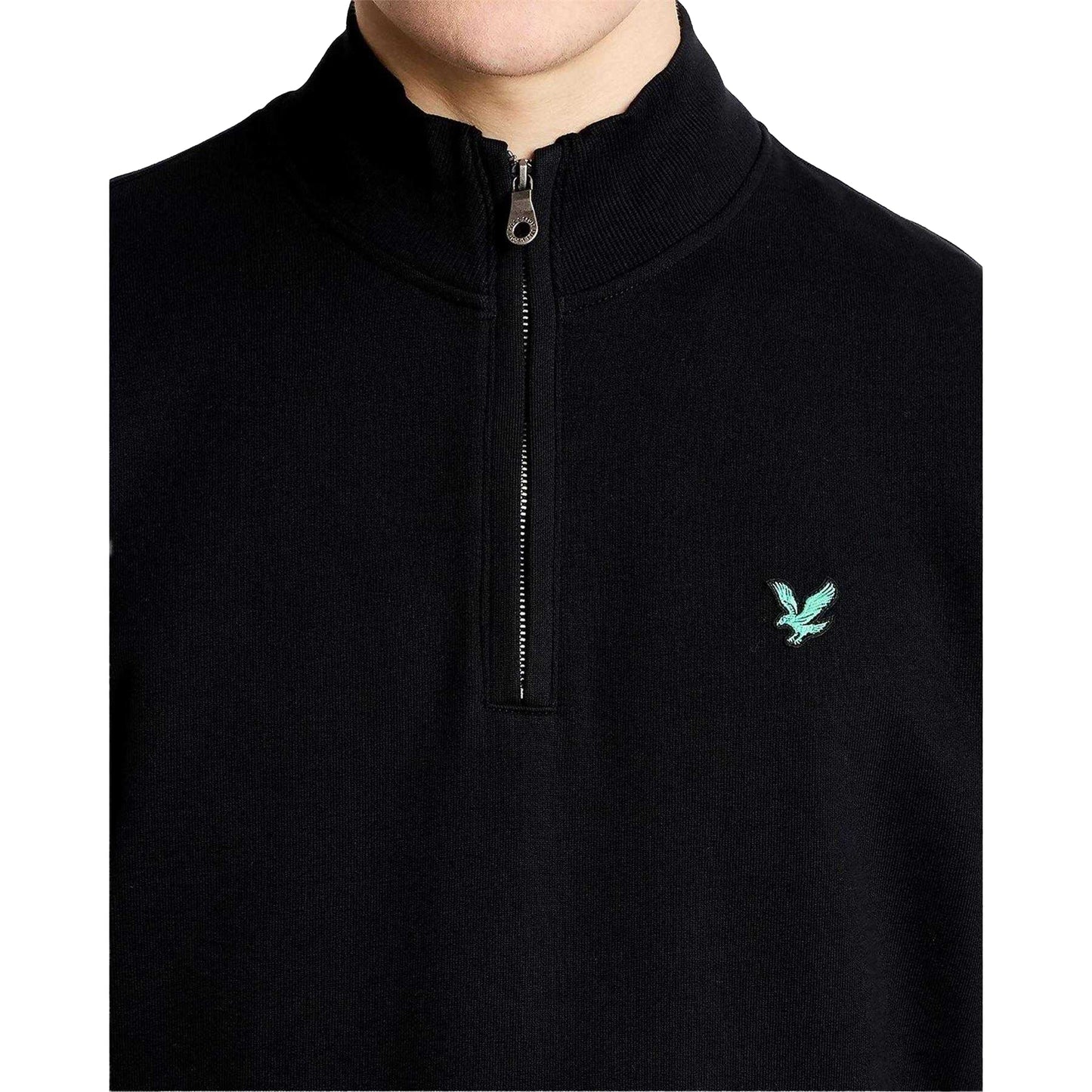 Jet Black - Side - Lyle & Scott Mens Embroidered Logo Half Zip Golf Midlayer
