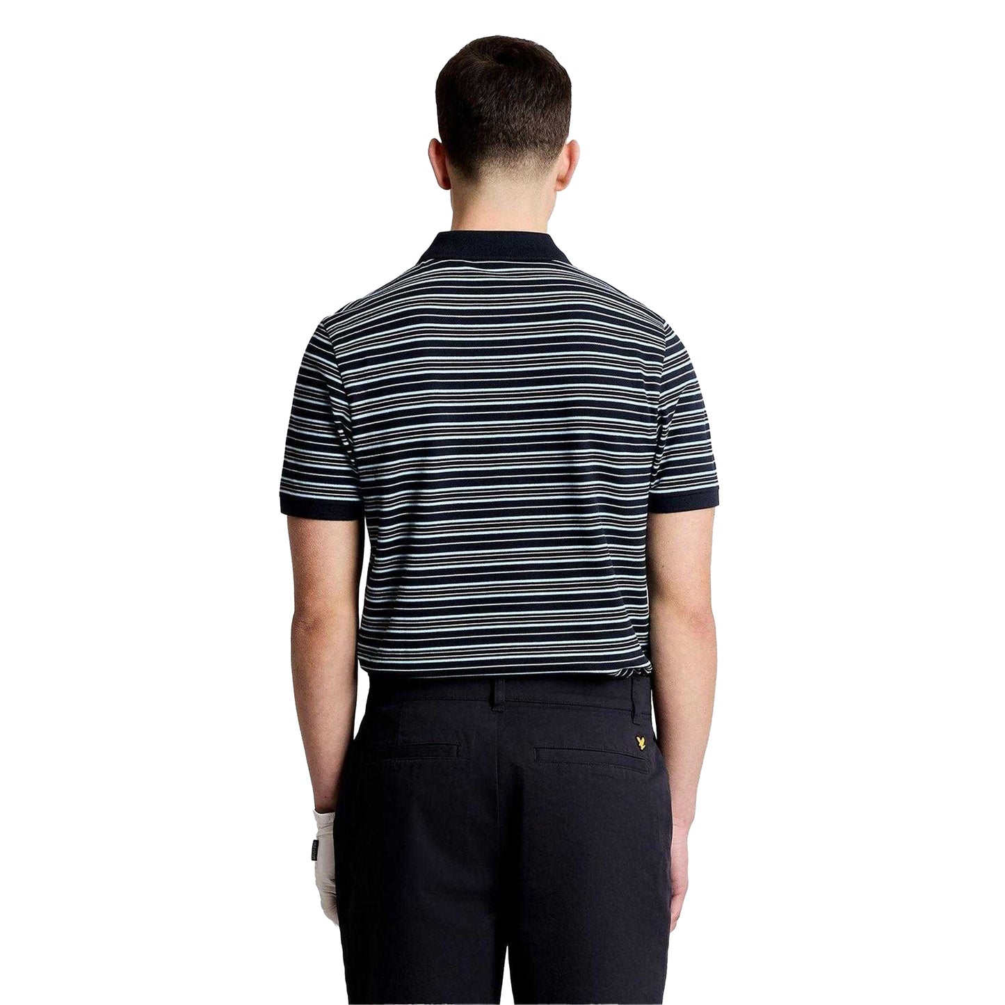 Navy-Blue - Back - Lyle & Scott Mens Stripe Golf Polo Shirt