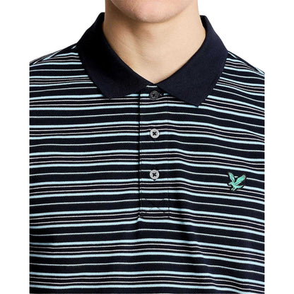 Navy-Blue - Side - Lyle & Scott Mens Stripe Golf Polo Shirt