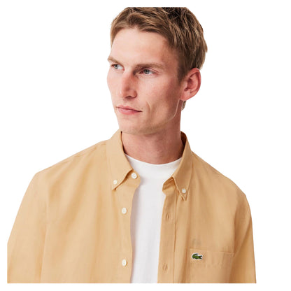 Beige - Side - Lacoste Mens Logo Linen Shirt