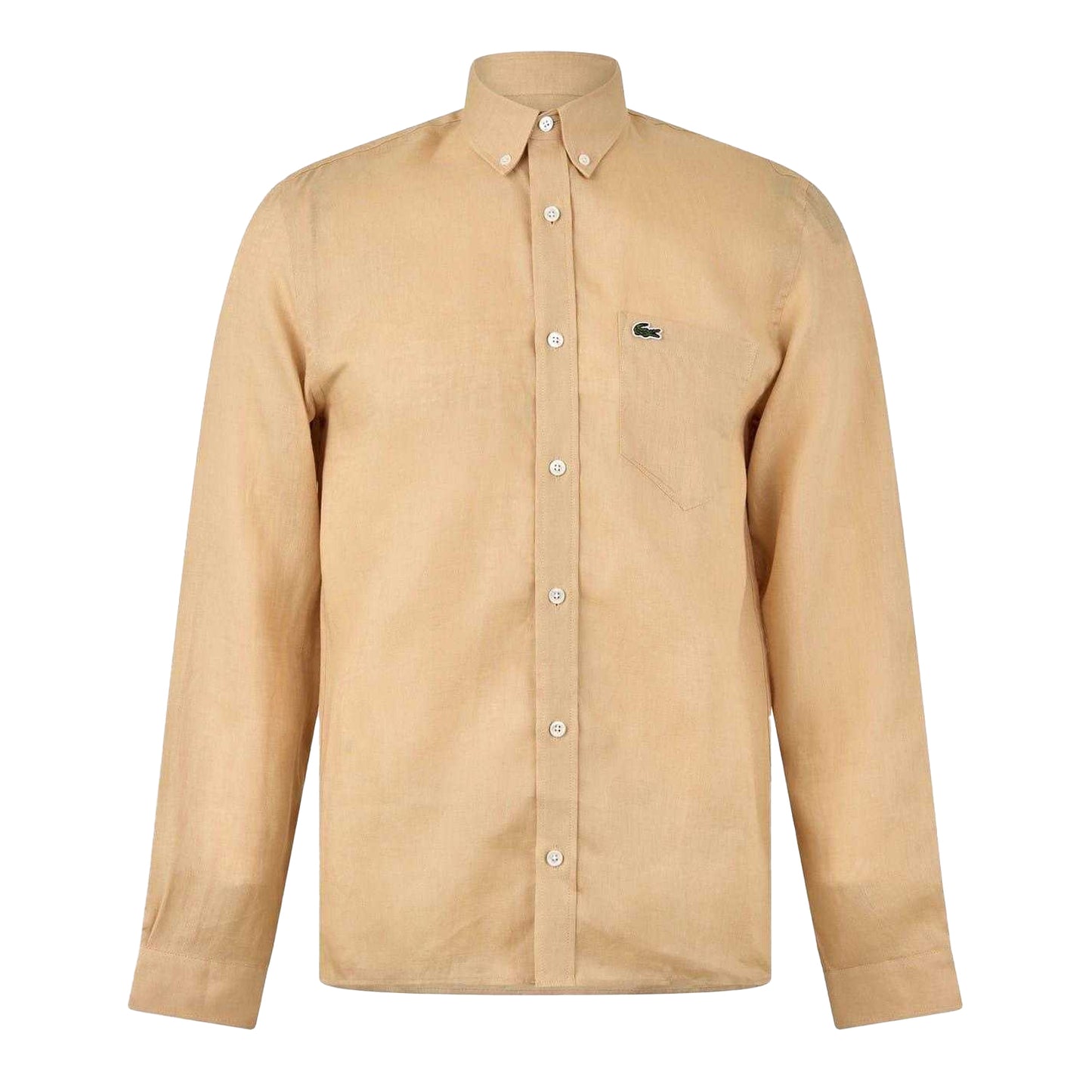 Beige - Front - Lacoste Mens Logo Linen Shirt