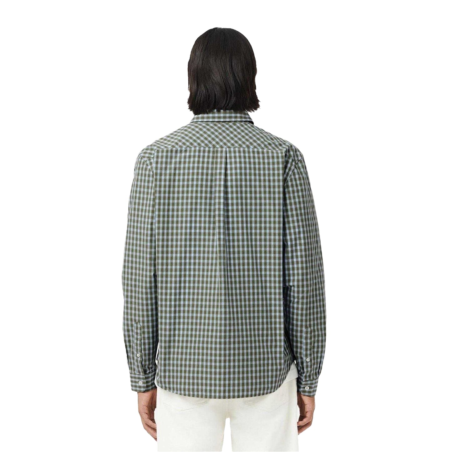 Khaki - Back - Lacoste Mens Plaid Poplin Regular Shirt