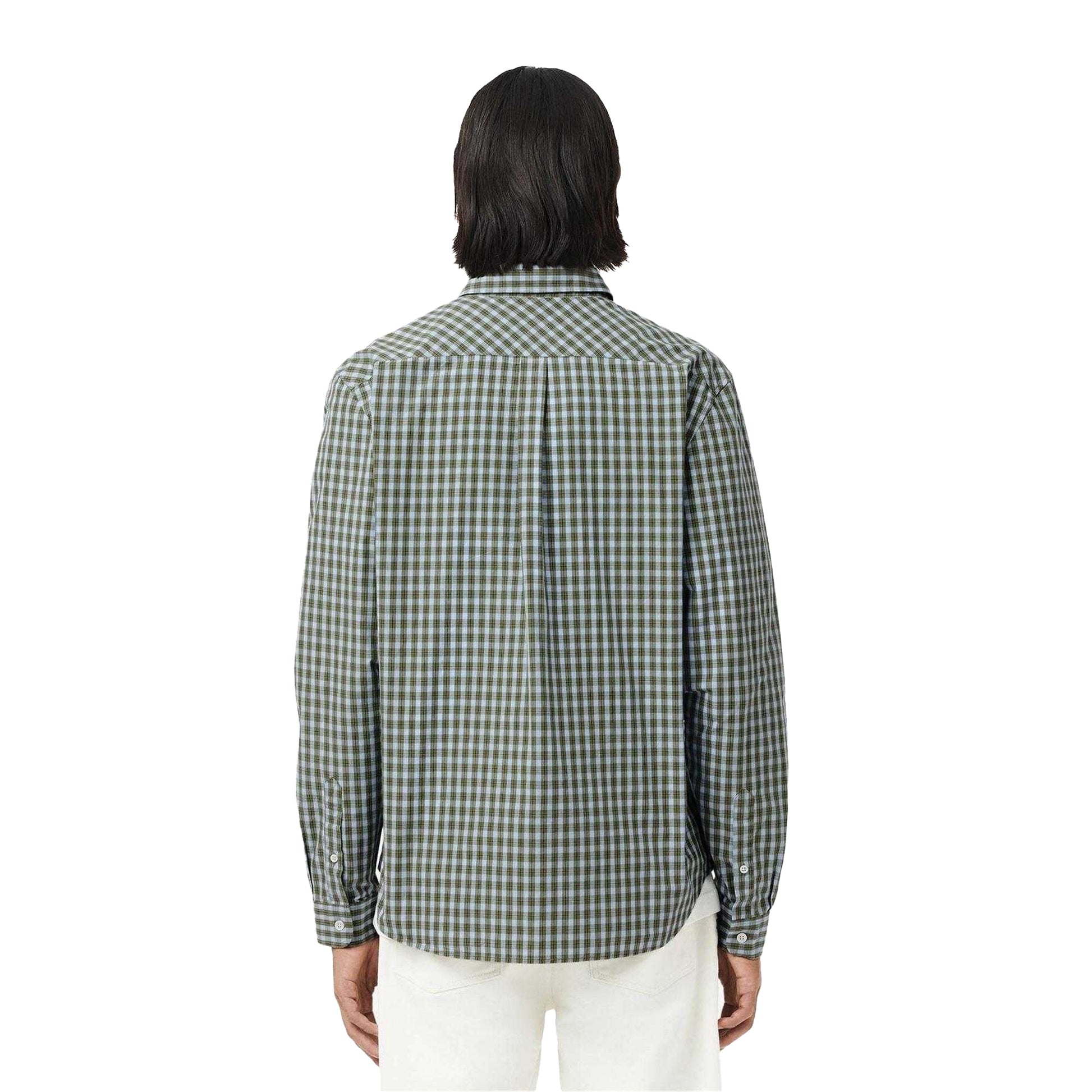 Khaki - Back - Lacoste Mens Plaid Poplin Regular Shirt