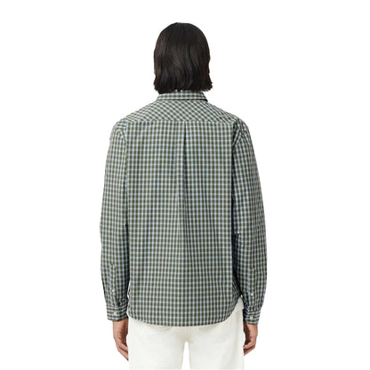 Khaki - Back - Lacoste Mens Plaid Poplin Regular Shirt