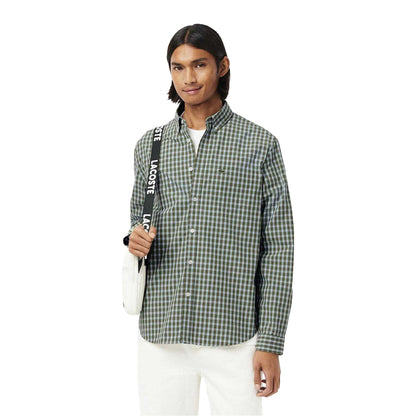 Khaki - Lifestyle - Lacoste Mens Plaid Poplin Regular Shirt