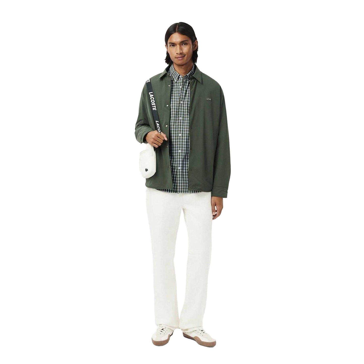Khaki - Pack Shot - Lacoste Mens Plaid Poplin Regular Shirt