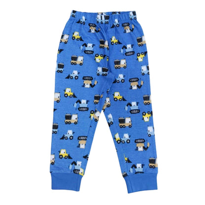 Blue - Side - Star Boys Digger Pyjama Set