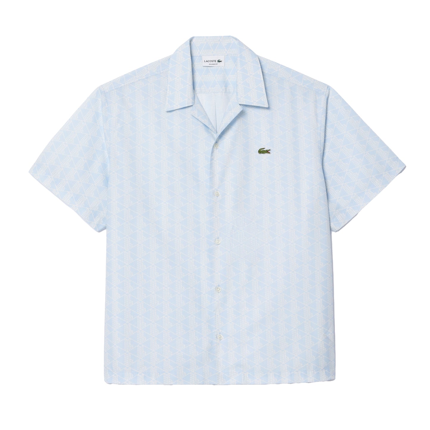 Light Blue - Front - Lacoste Mens Geometric Relaxed Fit Short-Sleeved Shirt
