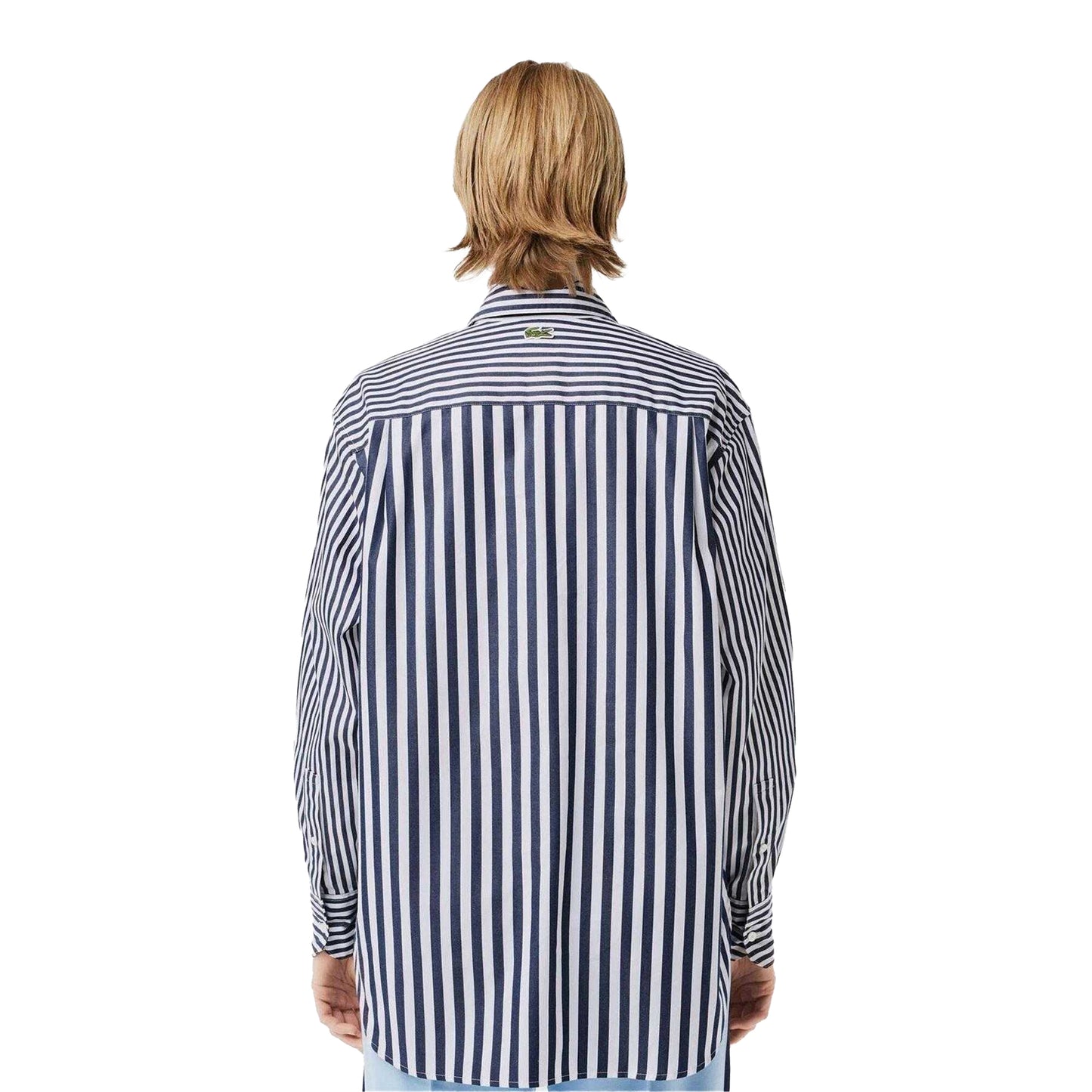 Navy - Back - Lacoste Womens-Ladies Bandier Stripe Cotton Shirt