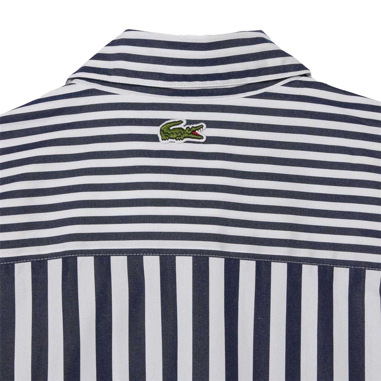 Navy - Side - Lacoste Womens-Ladies Bandier Stripe Cotton Shirt
