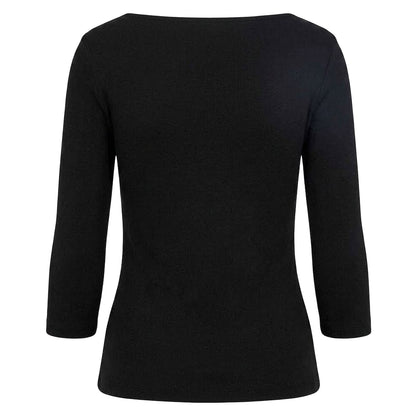 Black - Back - Tommy Hilfiger Womens-Ladies Cody Boat Neck Slim T-Shirt