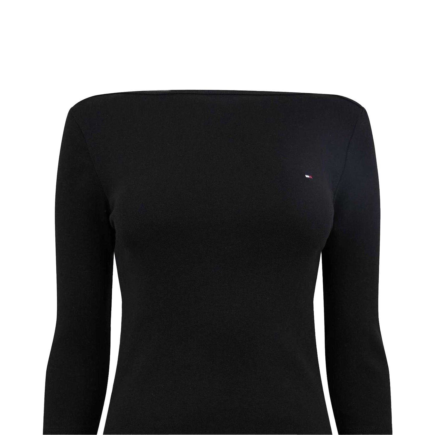 Black - Side - Tommy Hilfiger Womens-Ladies Cody Boat Neck Slim T-Shirt