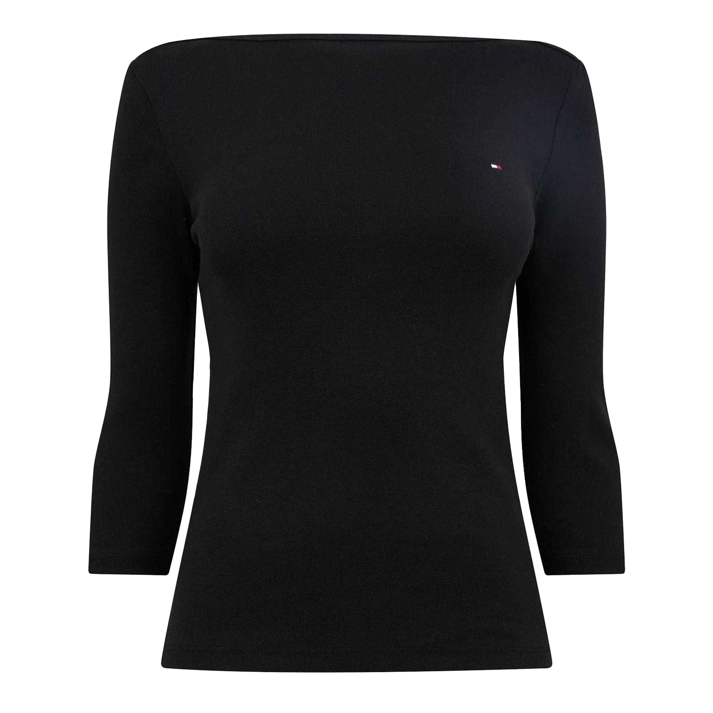 Black - Front - Tommy Hilfiger Womens-Ladies Cody Boat Neck Slim T-Shirt