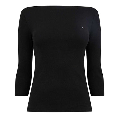 Black - Front - Tommy Hilfiger Womens-Ladies Cody Boat Neck Slim T-Shirt