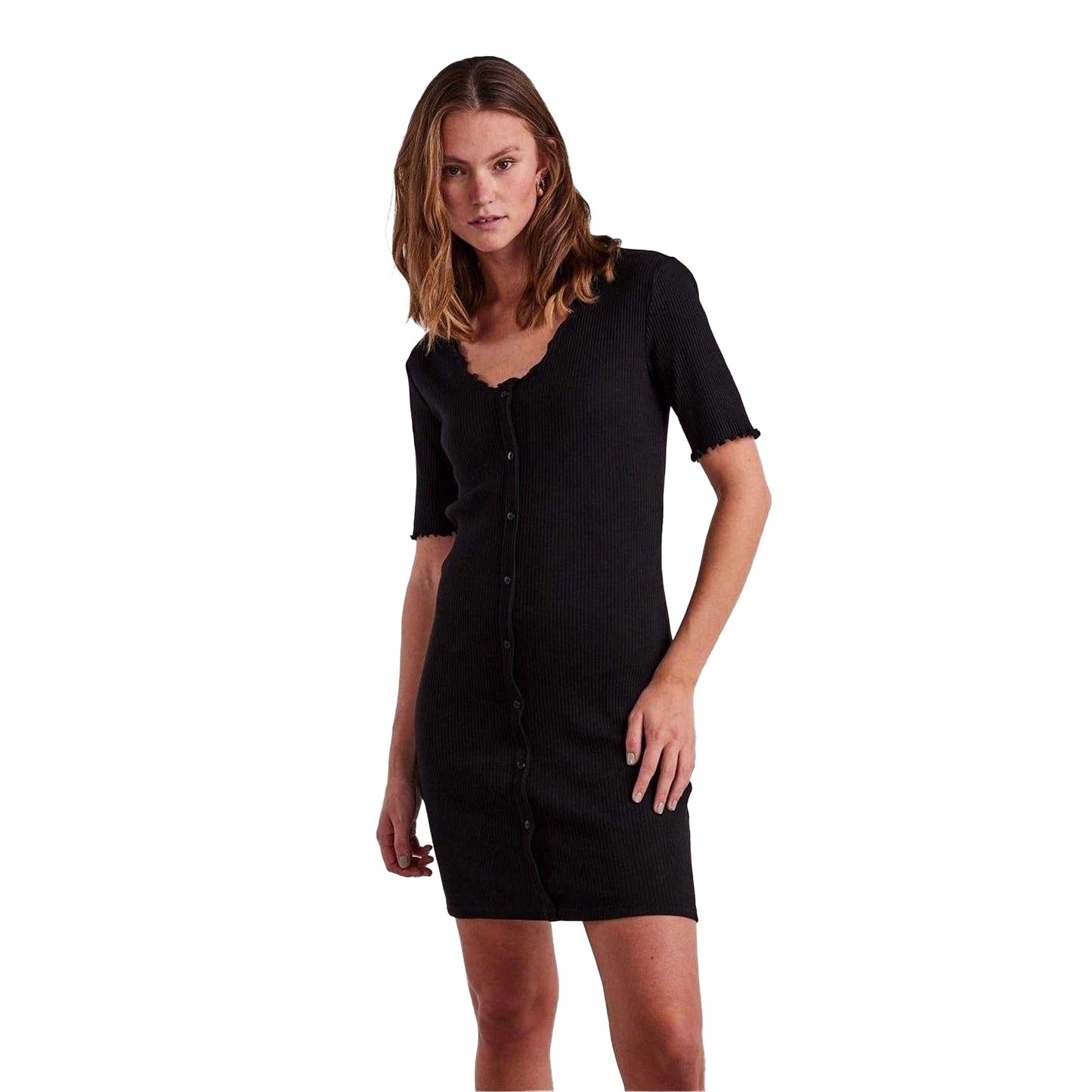 Black - Side - Pieces Womens-Ladies Nukisa V Neck Bodycon Dress