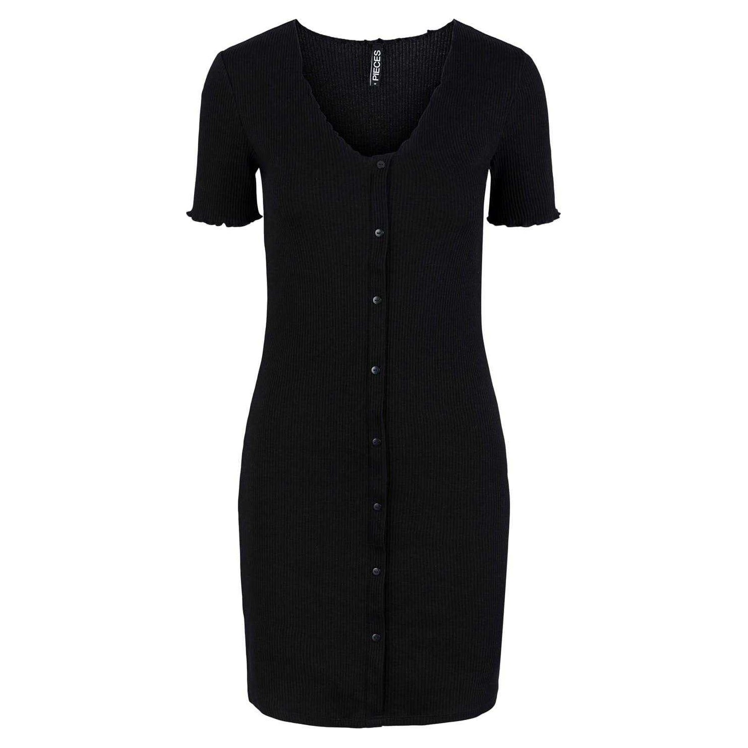 Black - Front - Pieces Womens-Ladies Nukisa V Neck Bodycon Dress