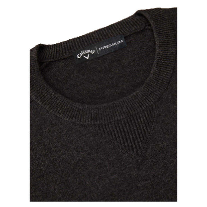Flannel Grey Heather - Back - Callaway Mens Plain Merino Wool Long-Sleeved Jumper