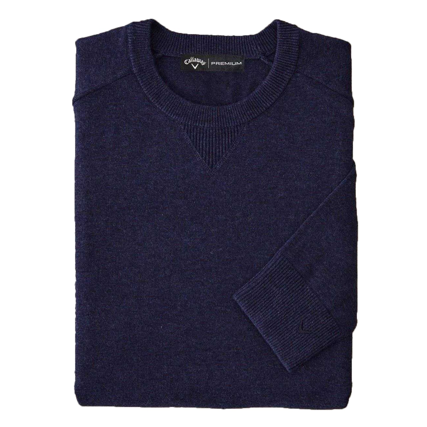Indigo Marl - Front - Callaway Mens Plain Merino Wool Long-Sleeved Jumper