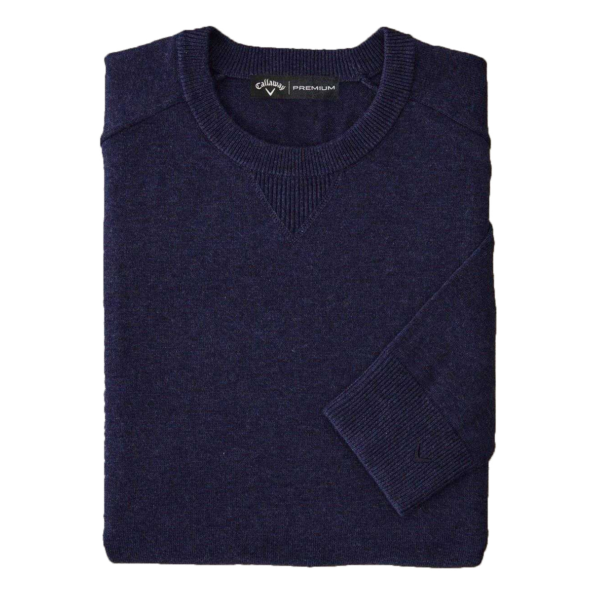 Indigo Marl - Front - Callaway Mens Plain Merino Wool Long-Sleeved Jumper