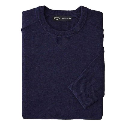 Indigo Marl - Front - Callaway Mens Plain Merino Wool Long-Sleeved Jumper
