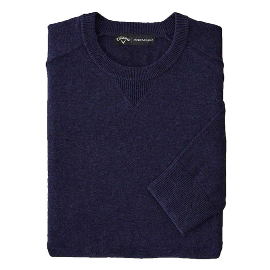 Indigo Marl - Front - Callaway Mens Plain Merino Wool Long-Sleeved Jumper