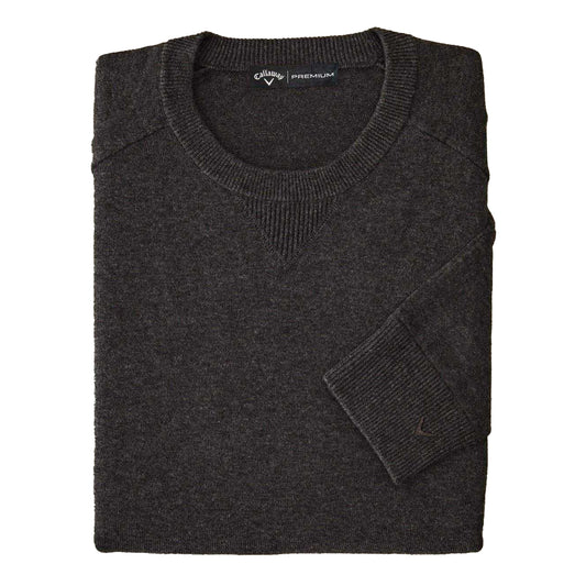 Flannel Grey Heather - Front - Callaway Mens Plain Merino Wool Long-Sleeved Jumper