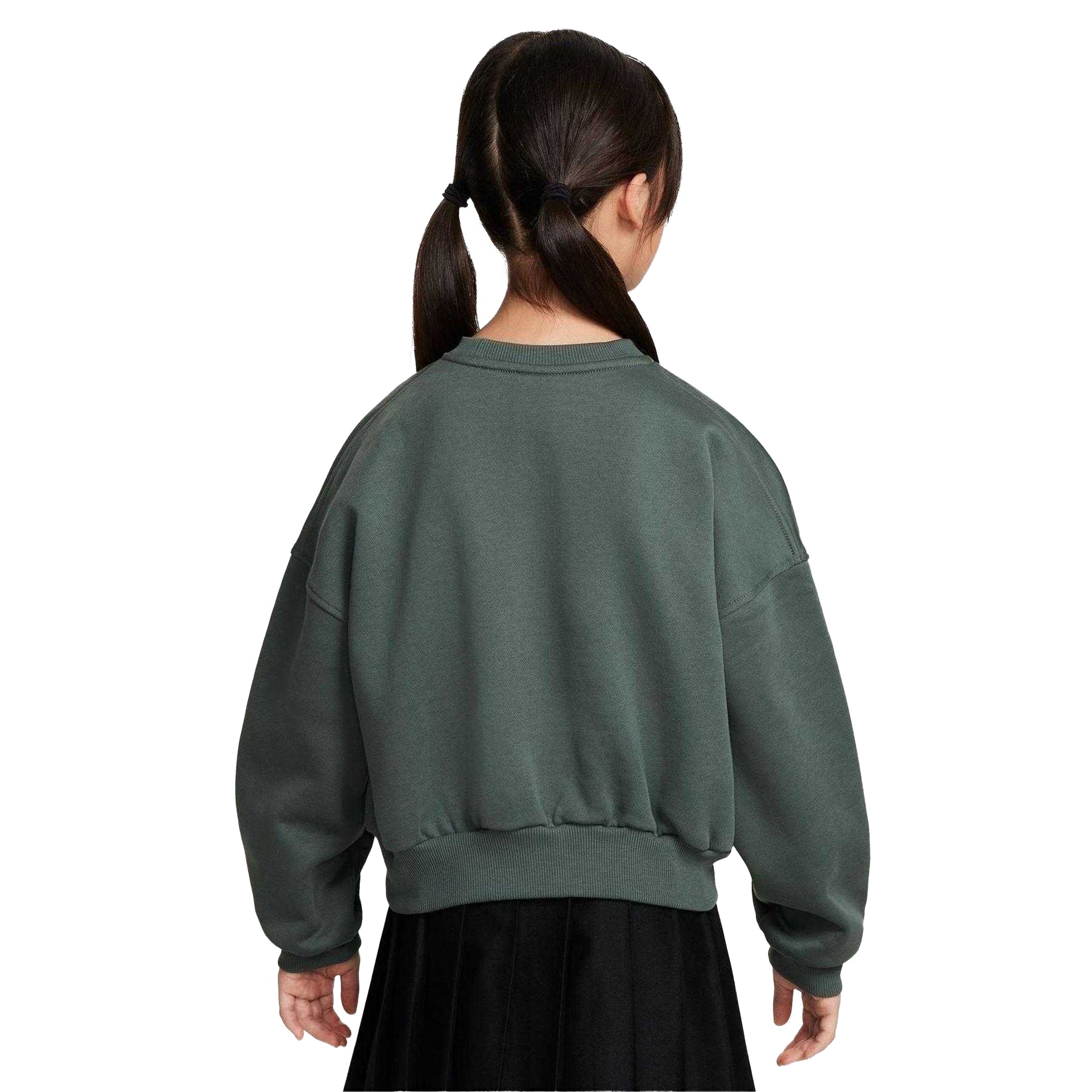 Vintage Green - Back - Nike Girls Club Box Fleece Sweatshirt