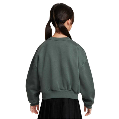 Vintage Green - Back - Nike Girls Club Box Fleece Sweatshirt