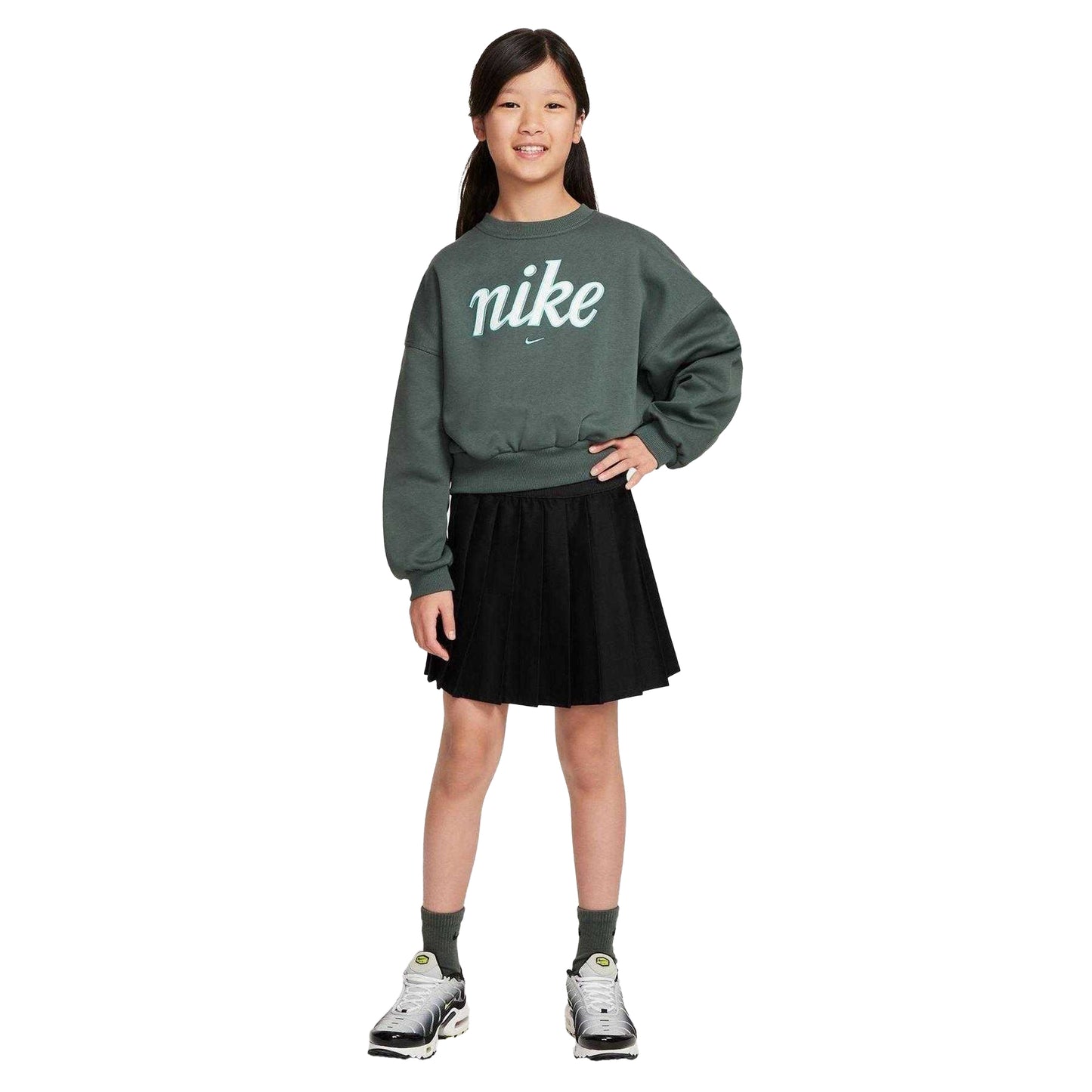 Vintage Green - Lifestyle - Nike Girls Club Box Fleece Sweatshirt