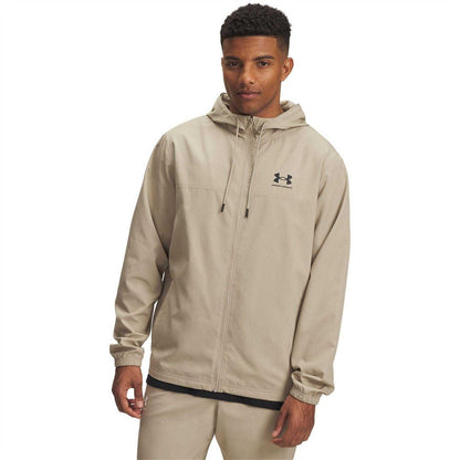 Khaki - Front - Under Armour Mens Sportstyle Water Resistant Long-Sleeved Windbreaker