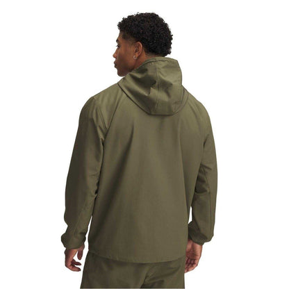 Marine OD Green - Back - Under Armour Mens Sportstyle Water Resistant Long-Sleeved Windbreaker