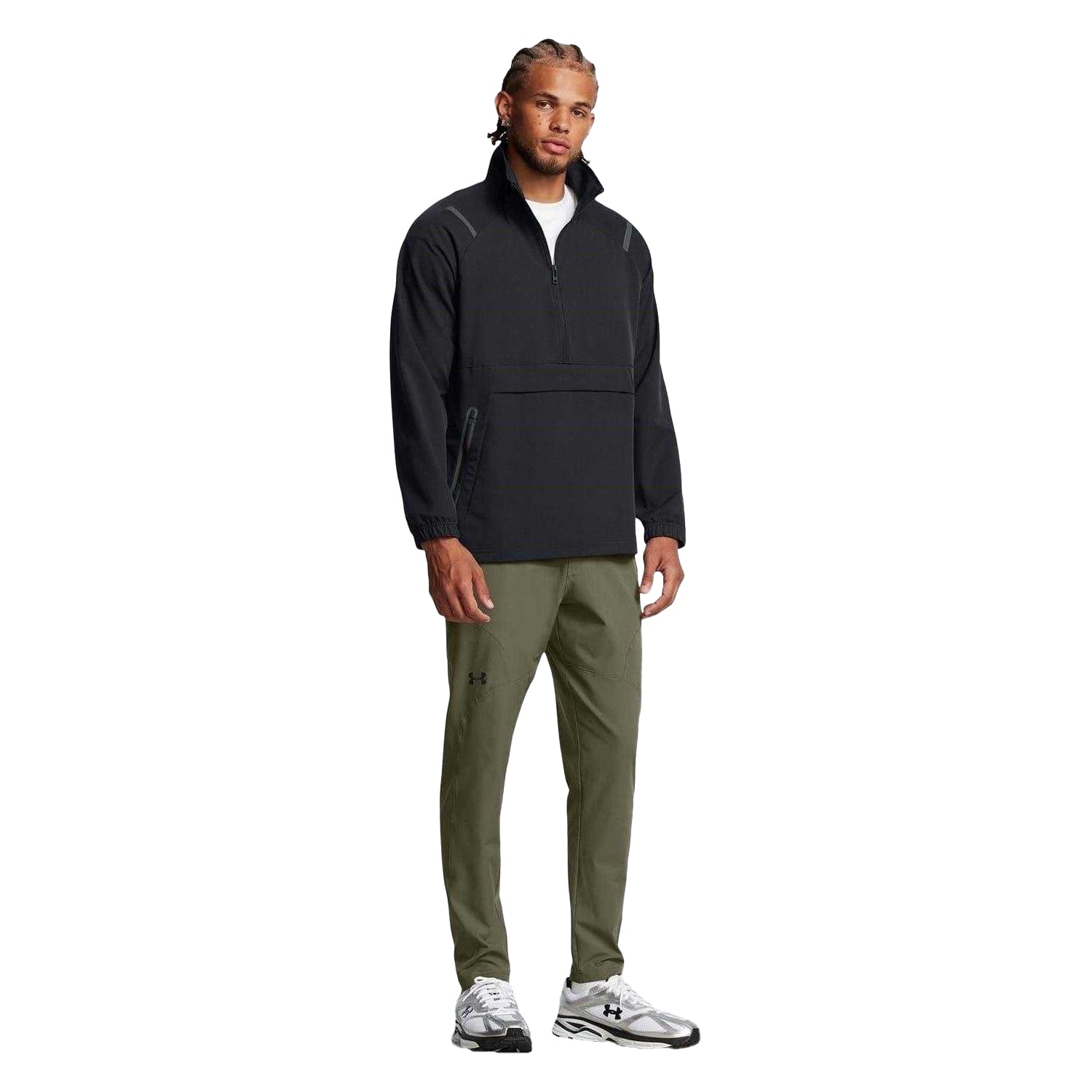 Black - Pack Shot - Under Armour Mens Performance High-Neck Raglan Anorak