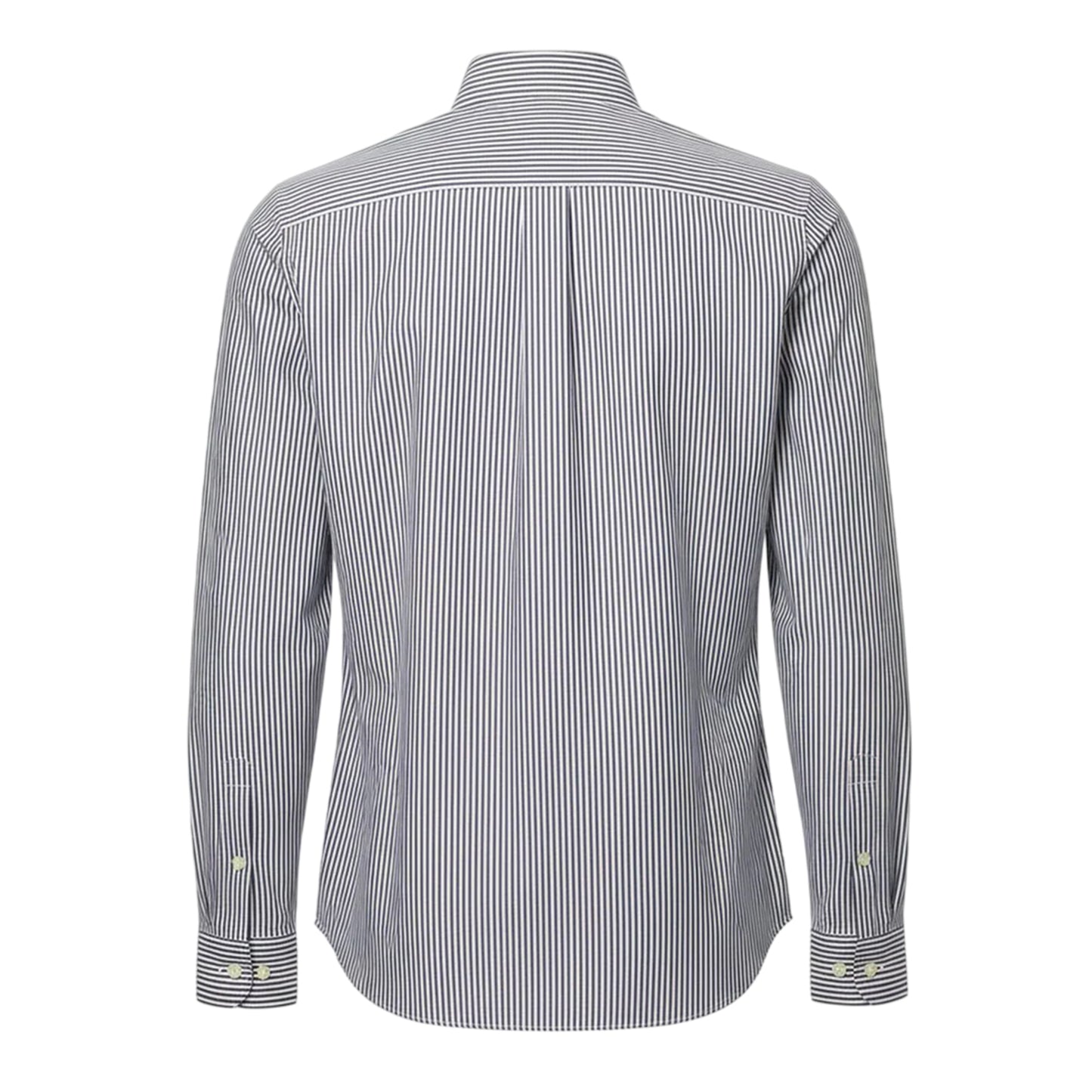 White-Navy - Back - Lacoste Mens Striped Regular Long-Sleeved Shirt