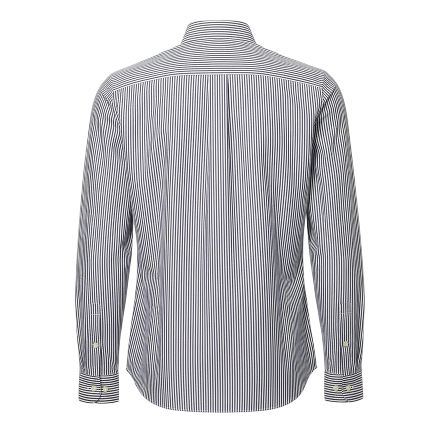 White-Navy - Back - Lacoste Mens Striped Regular Long-Sleeved Shirt
