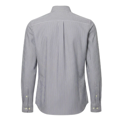 White-Navy - Back - Lacoste Mens Striped Regular Long-Sleeved Shirt