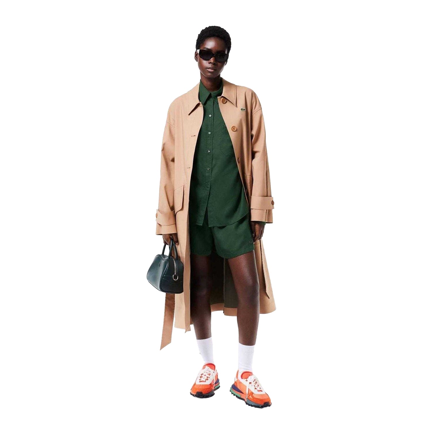 Green - Pack Shot - Lacoste Womens-Ladies Lyocell Oversized Shirt