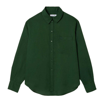 Green - Front - Lacoste Womens-Ladies Lyocell Oversized Shirt